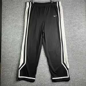 Vintage Y2K Nike Track Pants Wide Leg Baggy‎ Men's XL Ankle Zip Logo Black